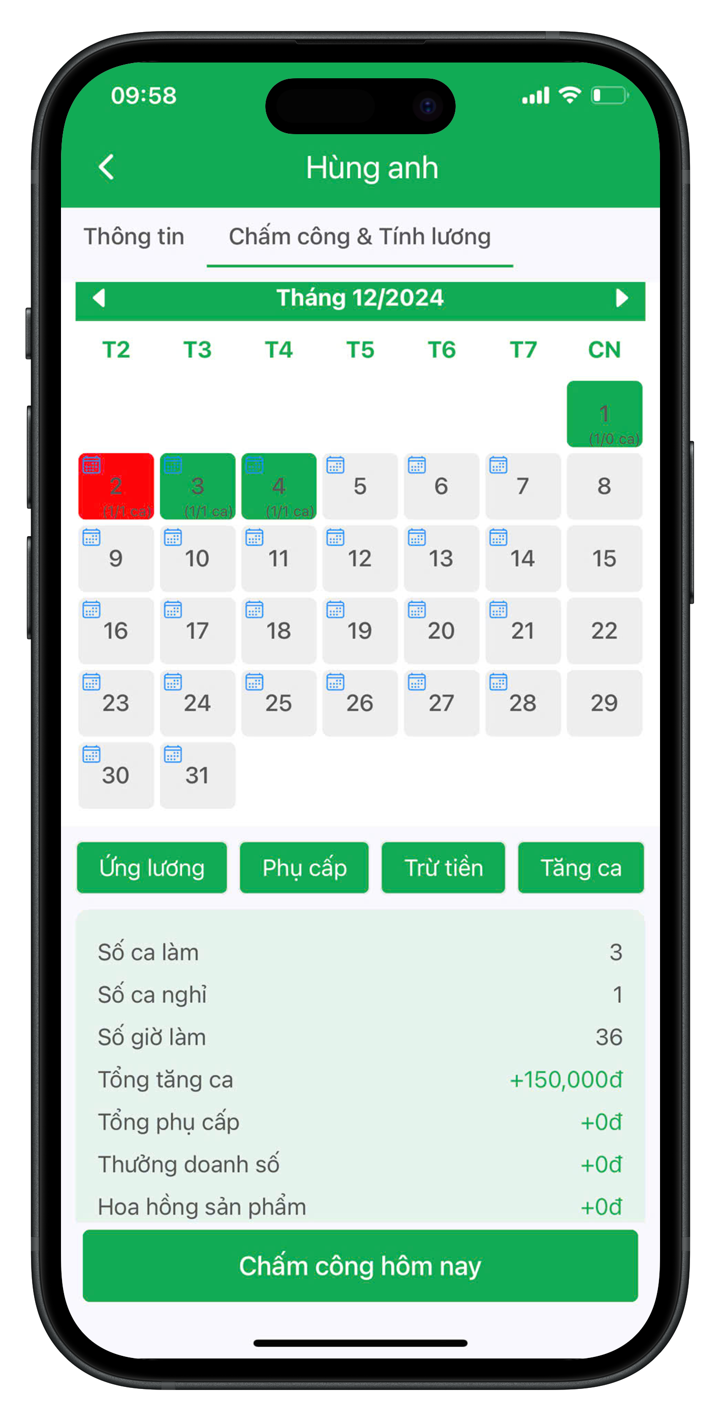 Chấm công và tính lương tự động